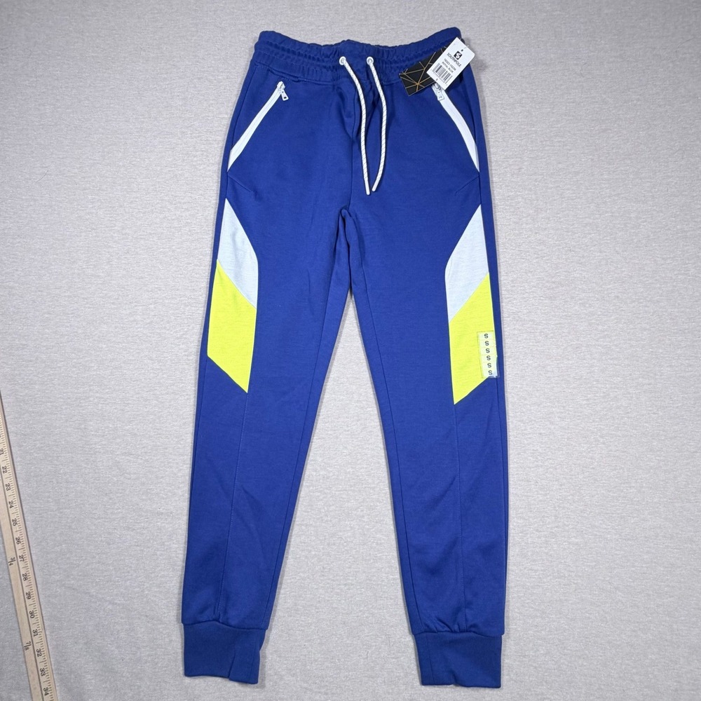 Southpole Mens Junior Jogger Sweatpants Royal Blue Colorblock 19323-1523N Small - Picture 1 of 9